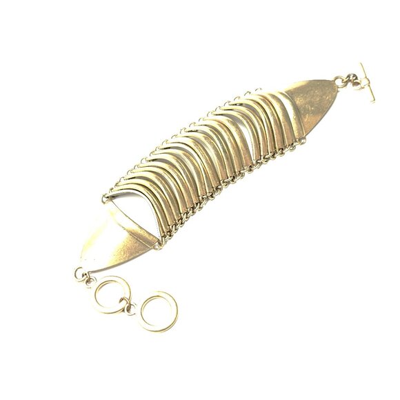 1980s Silver-Plated Articulated "Armadillo" Bracelet — Unique Vintage Find — GUC - Picture 3 of 10